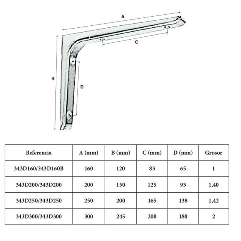 Escuadra Estampada Blanca 300 MM EHL 300X245 Mm estant - Imagen 3