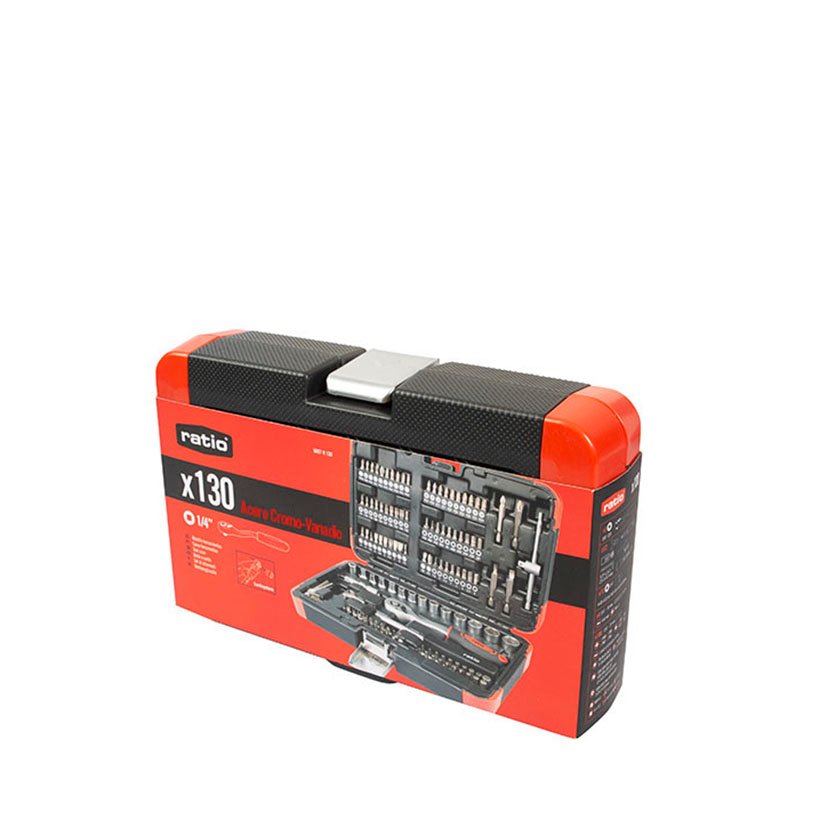 Estuche VASOS Y Puntas 130 PCS CR-V RATIO 1X2 2X4 llav - Imagen 4
