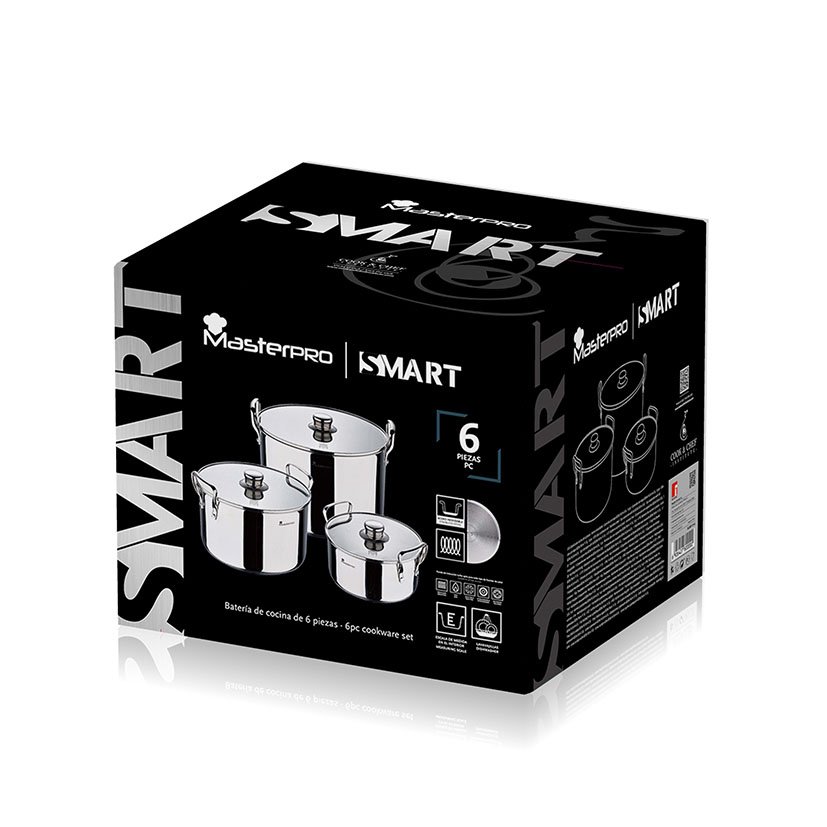 Bateria Cocina 6P INOX Cookware SMART Masterpro 20X10 Cm 22X14 Cm batería 3 L - Imagen 10