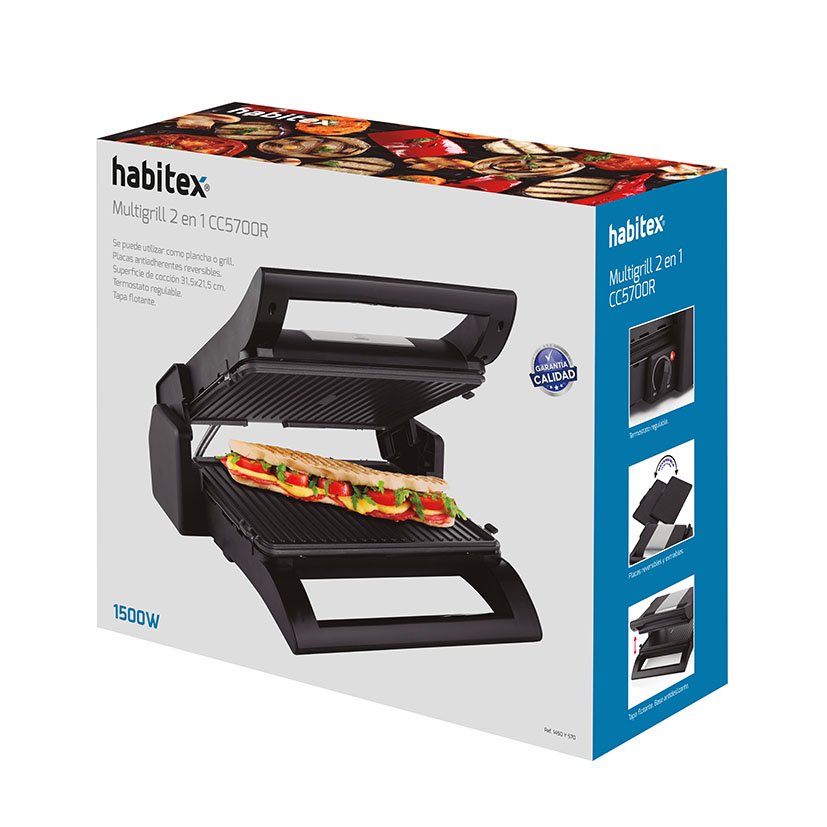 Multigrill 2 EN 1 CC5700R 1500 W Habitex 1500 W 5X21 asador grill - Imagen 5