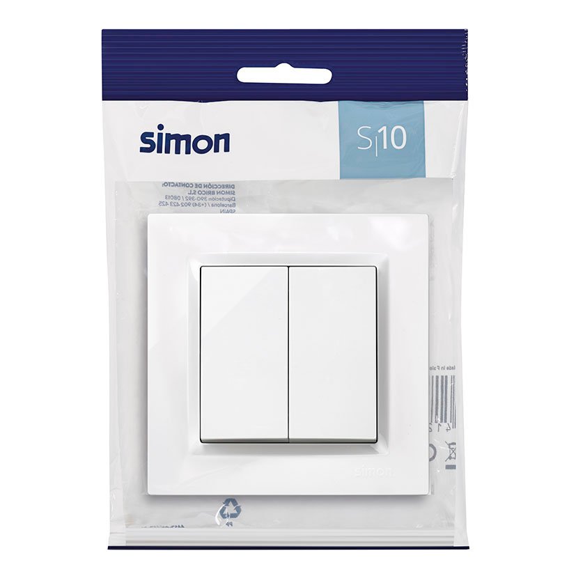 DOBLE Conmutador SERIE 10 Blanco Simon mecanismo empotrar - Imagen 2