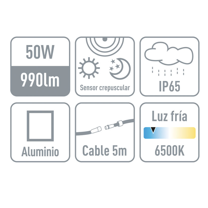 Proyector SOLAR LED Mercurio 50 W IP65 Duolec 50 W lámpara exterior - Imagen 7