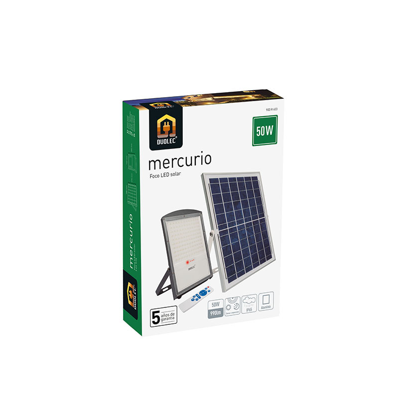 Proyector SOLAR LED Mercurio 50 W IP65 Duolec 50 W lámpara exterior - Imagen 8