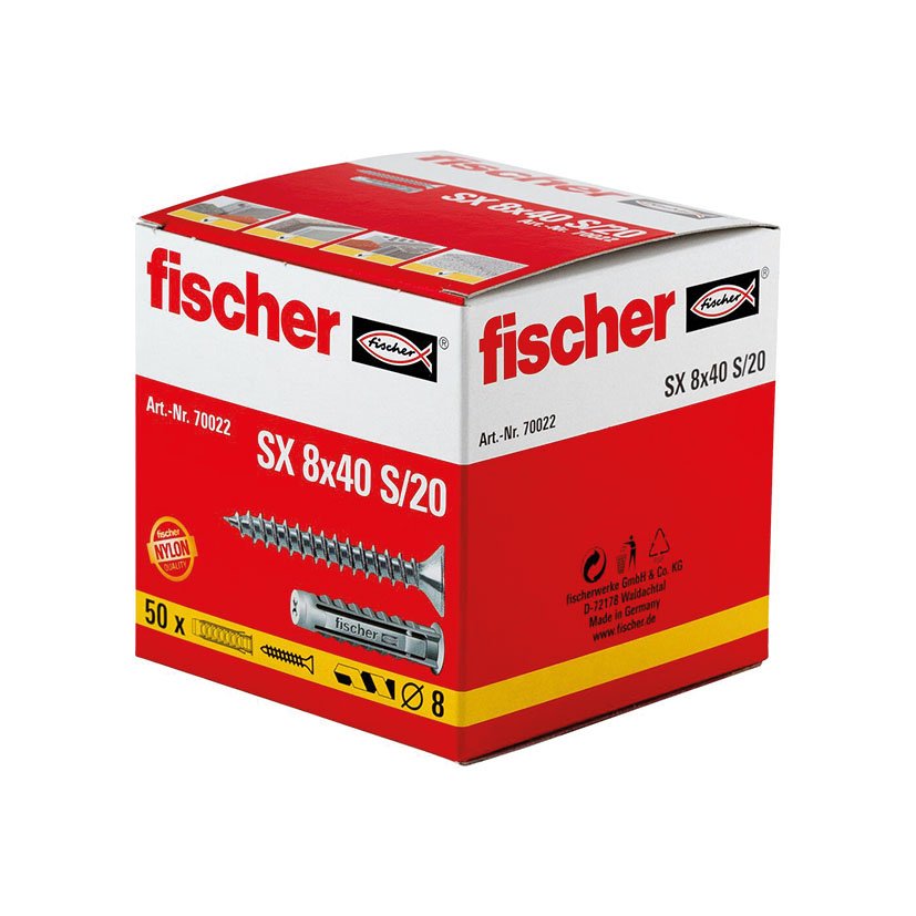 TACO Plastico SX 8X40 S/20 CAJA 50 UNID Fischer anclaje - Imagen 2