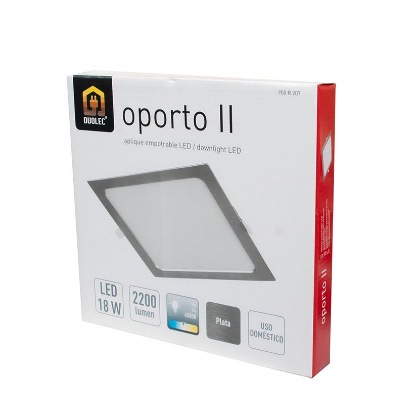 Aplique CUADR EMPOT 4000K LED 18 W PLATA Duolec 18 W foco downlight - Imagen 2