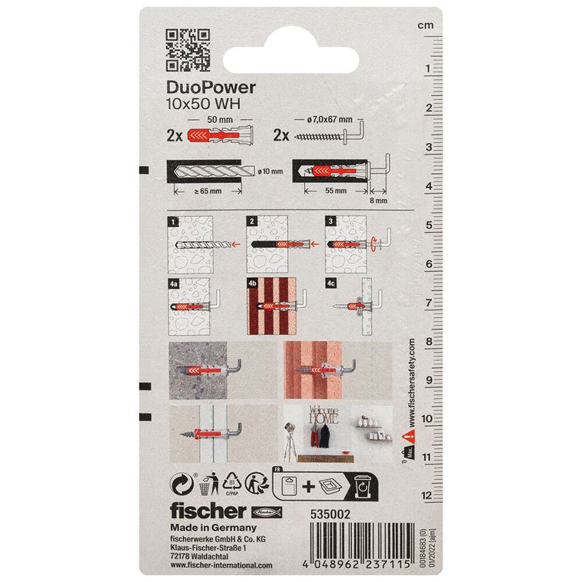 Blister Duopower 10X50 WH BL 2 UD Fischer anclaje - Imagen 2