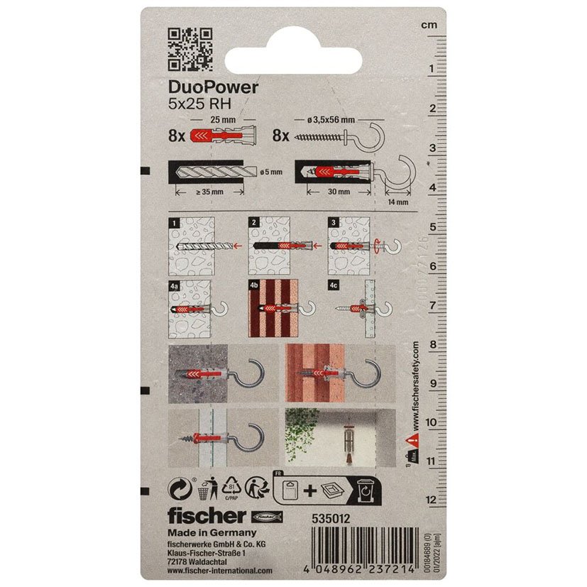Blister Duopower 5X25 RH BL 8 UD Fischer anclaje - Imagen 2