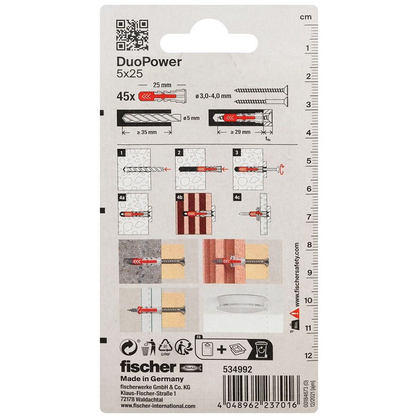 Blister Duopower 5X25 BL 45 UD Fischer anclaje - Imagen 2