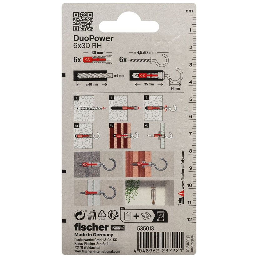 Blister Duopower 6X30 RH BL 4 UD Fischer anclaje - Imagen 2