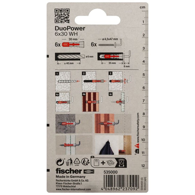 Blister Duopower 6X30 WH BL 6 UD Fischer anclaje - Imagen 2