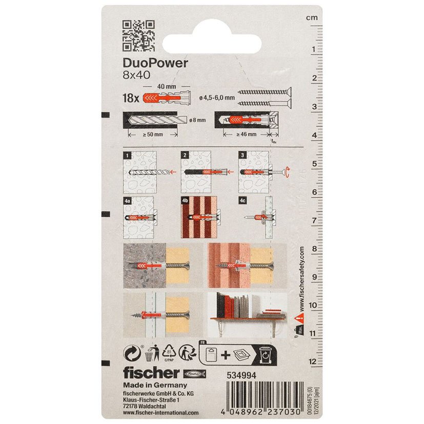 Blister Duopower 8X40 BL 18 UD Fischer anclaje - Imagen 2