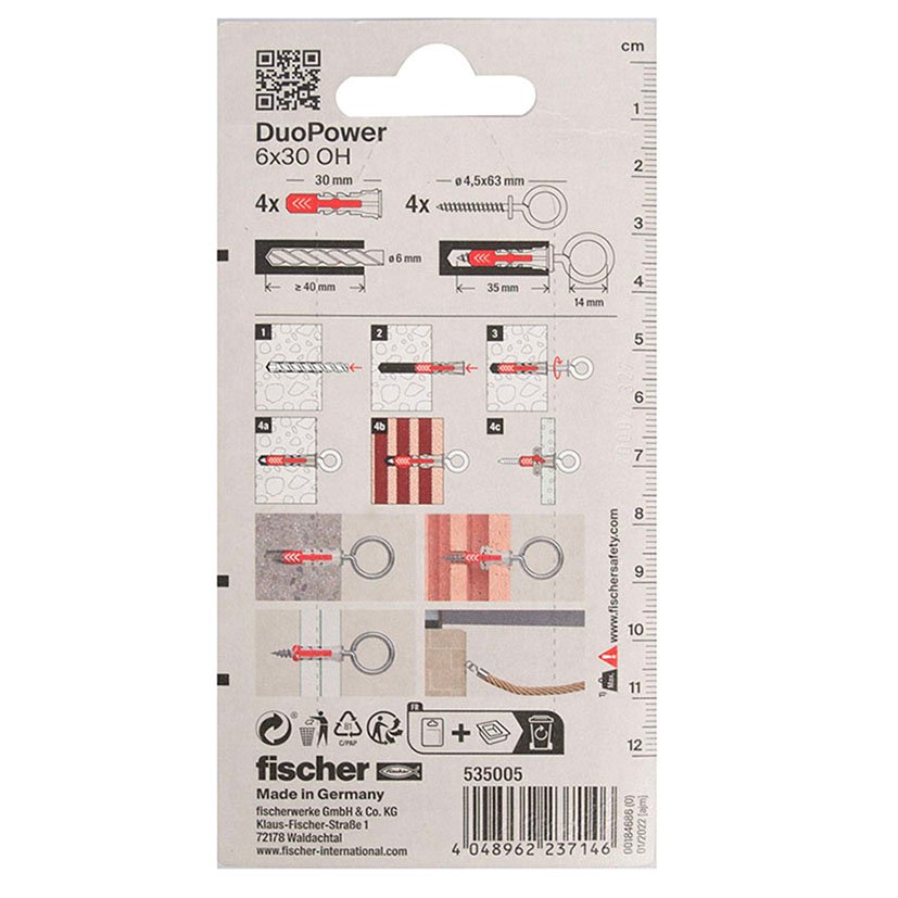 Blister Duopower 6X30 OH BL 4 UD Fischer anclaje - Imagen 2