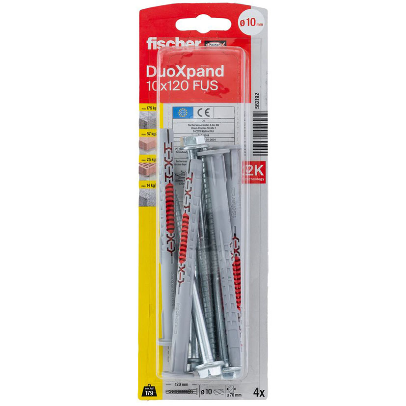Blister Duoxpand 10X120 FUS 4 UD Fischer anclaje - Imagen 2