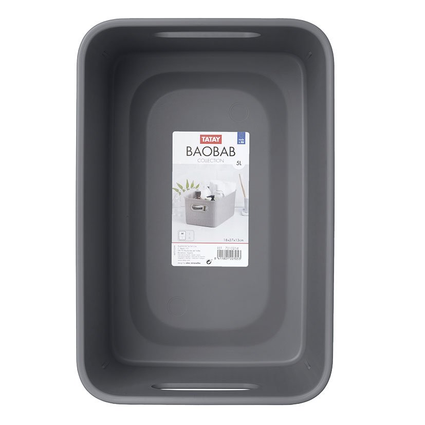 CESTA ORDEN Baobab M 5 L Antracita Tatay 1X27 Gris caja decorativa - Imagen 2