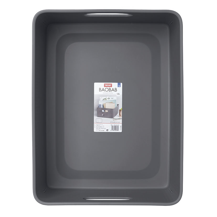 CESTA ORDEN Baobab L 15 L Antracita Tatay 4X38 Gris caja decorativa - Imagen 2