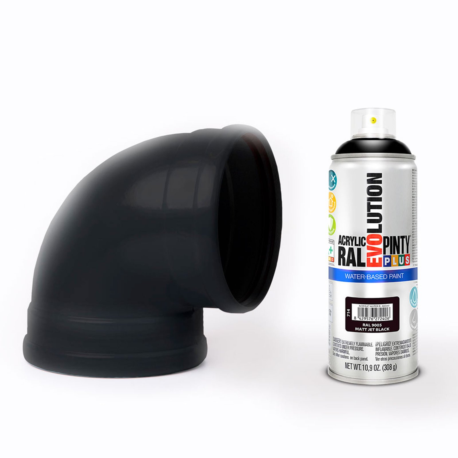 Pintura SPRAY BASE AGUA NEGRO MATE 400 ML Pintyplus 400 ML color - Imagen 2