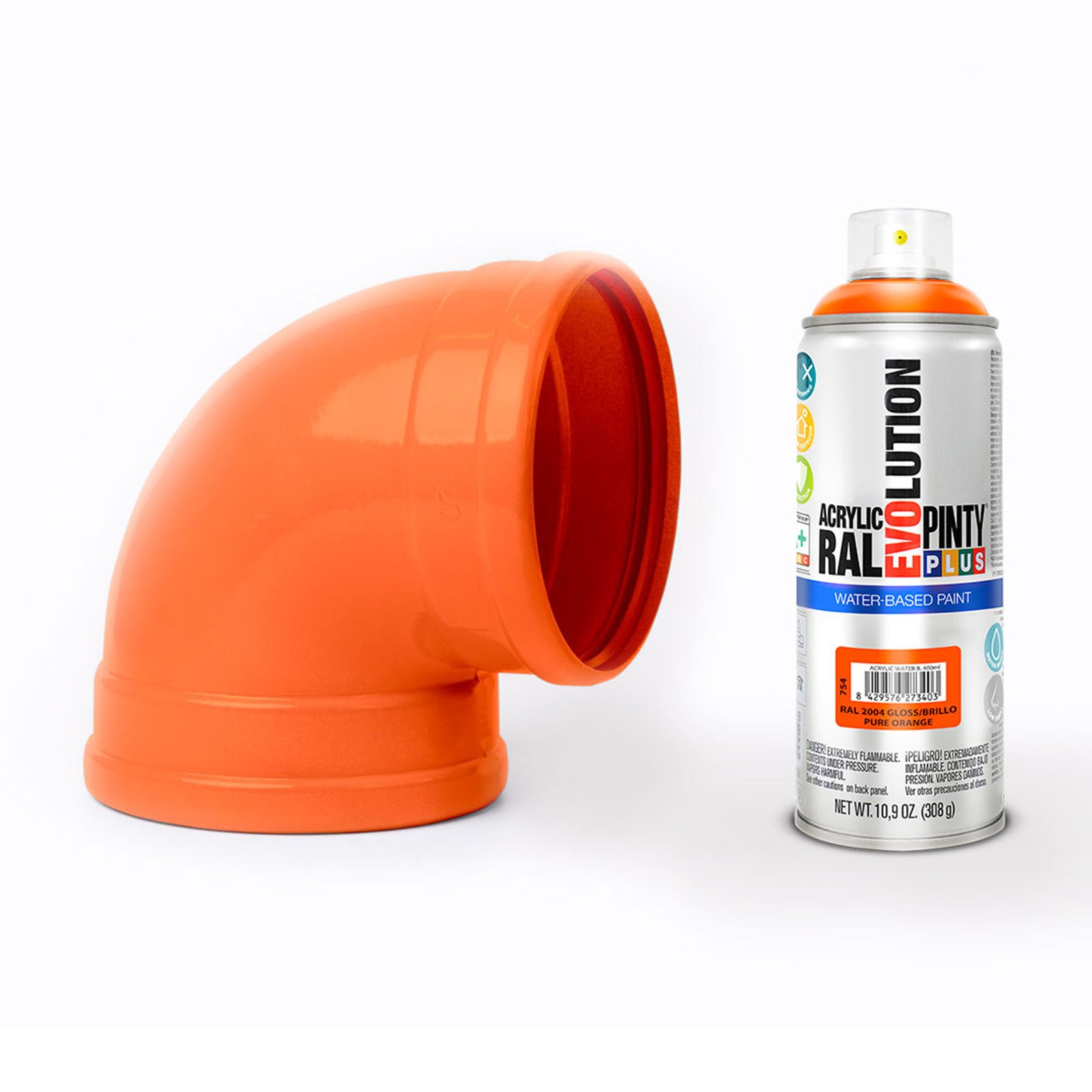Pintura SPRAY BASE AGUA Naranja 400 ML Pintyplus 400 ML color - Imagen 2