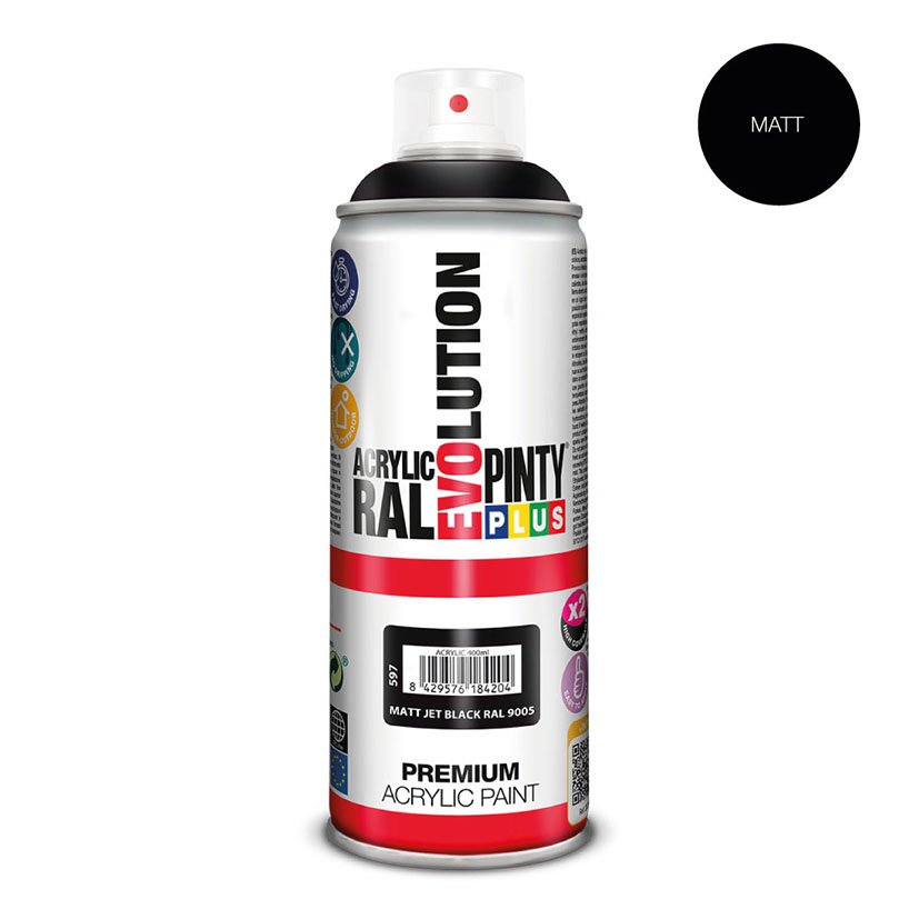 Pintura SPRAY Acrilica NEGRO MATE 400 ML Pintyplus 400 ML color - Imagen 2