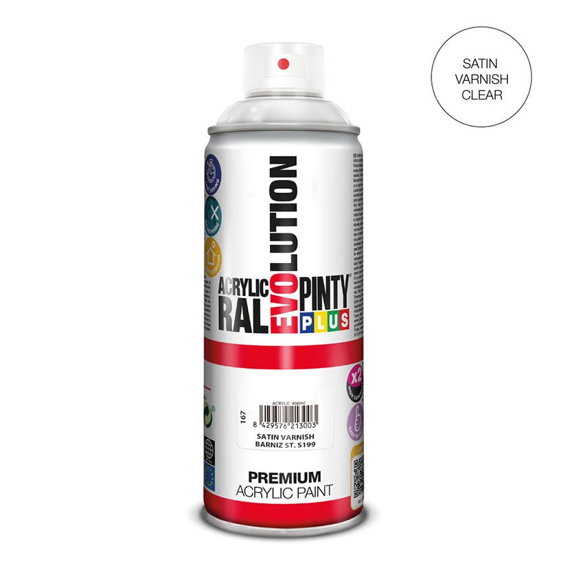 Pintura SPRAY ACRIL Barniz SATIN 400 ML Pintyplus 400 ML Satinado color - Imagen 2