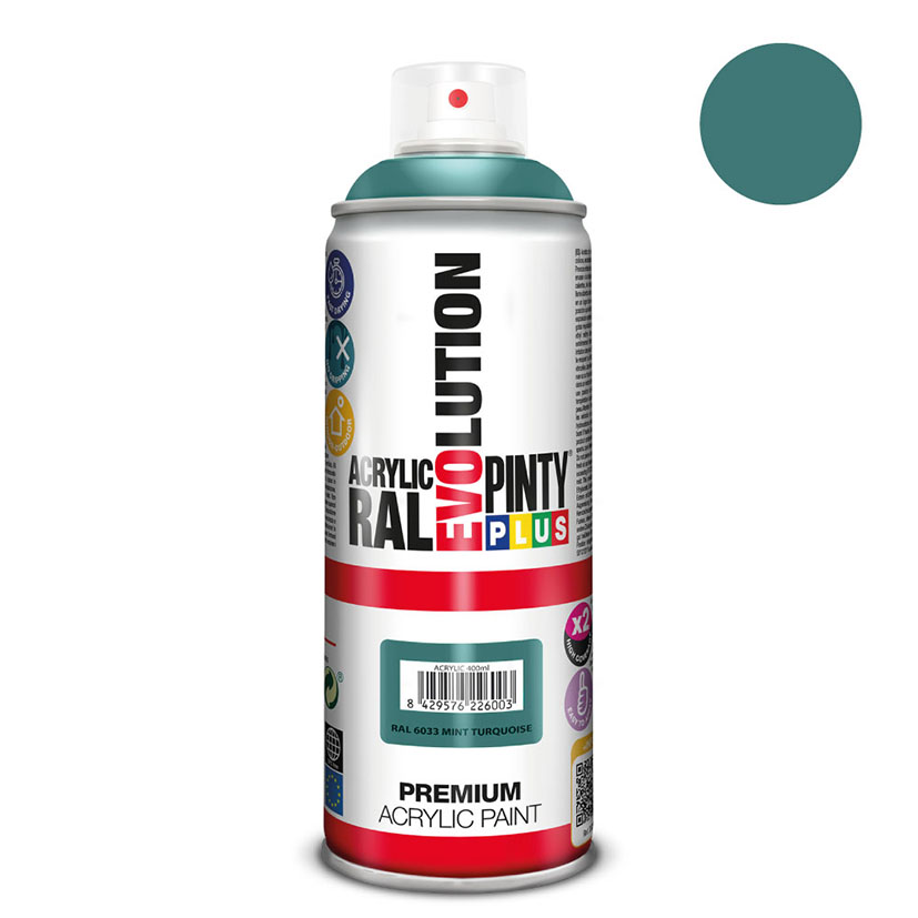 Pintura SPRAY Acrilica AZUL TURQU 400 ML Pintyplus 400 ML color - Imagen 2