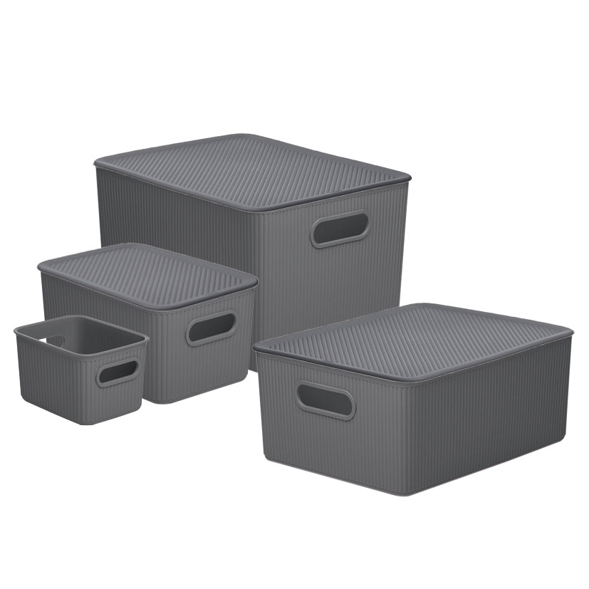 CESTA ORDEN Baobab L 15 L Antracita Tatay 4X38 Gris caja decorativa - Imagen 3
