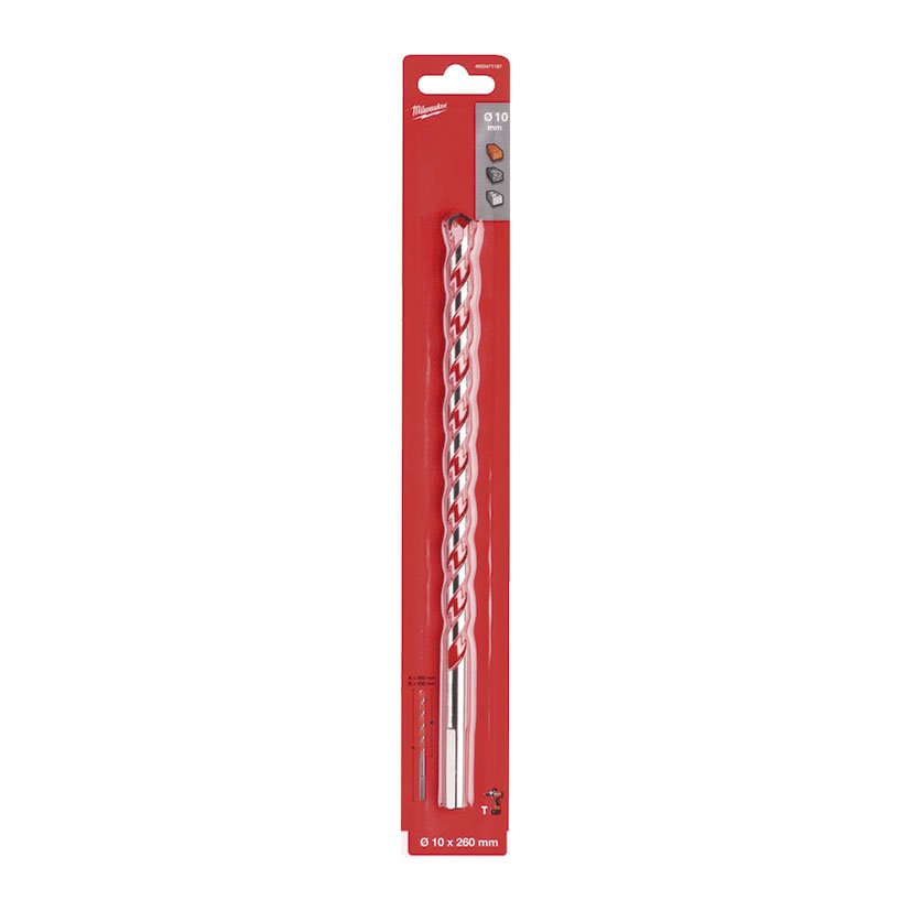 SUPER BROCA Hormigon 10X250 3 Rebajes Milwaukee 10X250 Mm - Imagen 2