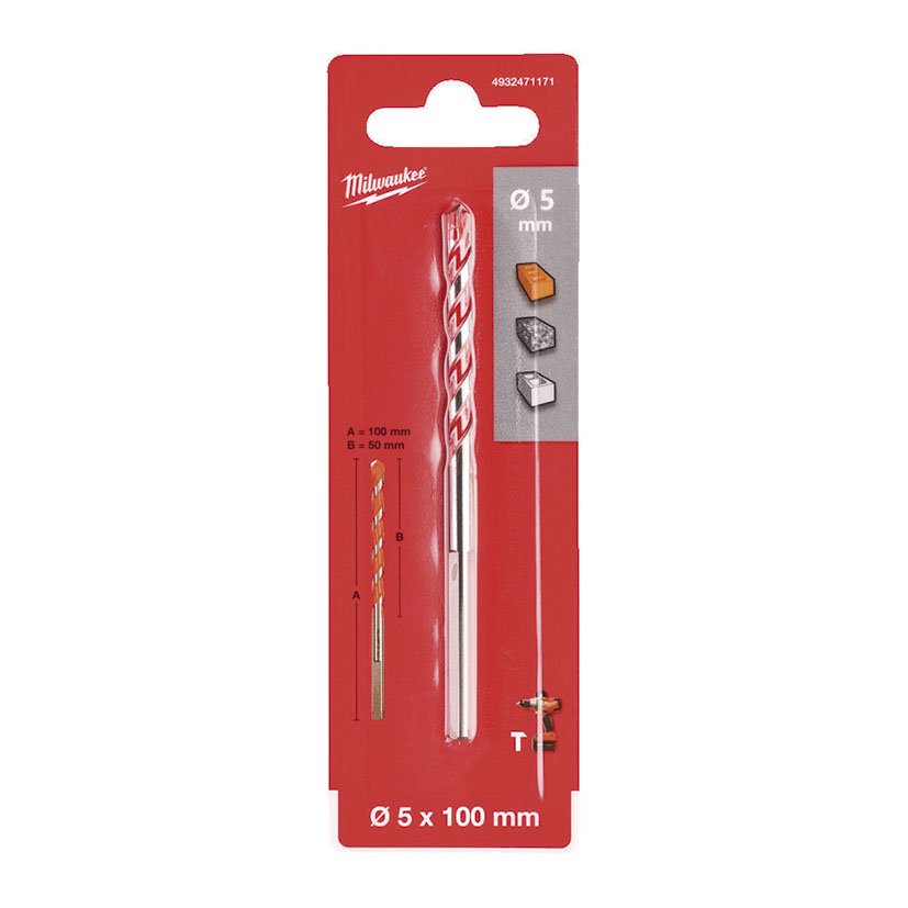 SUPER BROCA Hormigon 5,0X100 3 Rebajes Milwaukee 5X100 Mm - Imagen 2