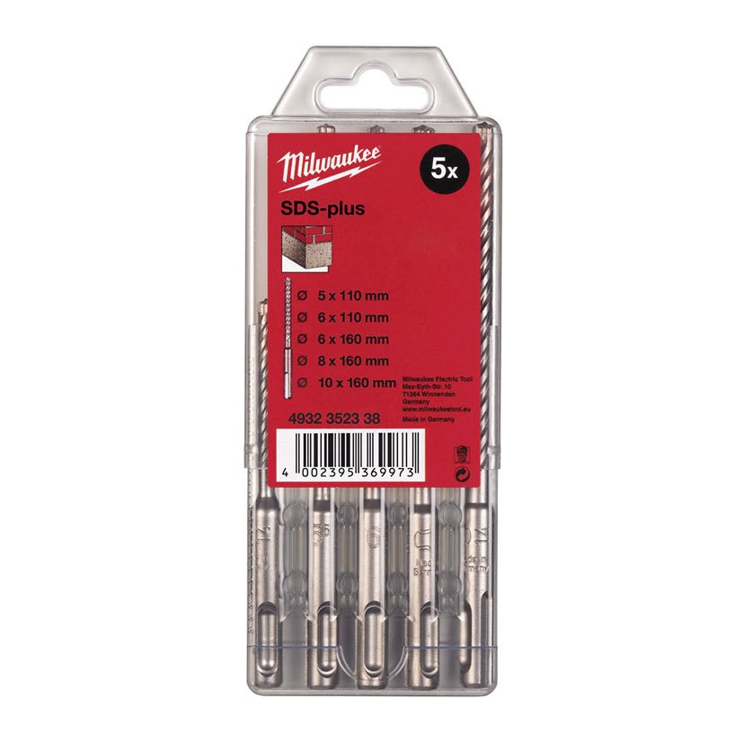 Estuche PLAST 5 Brocas Sds-plus Milwauke Milwaukee 6X110 Mm 10X160 Mm - Imagen 2