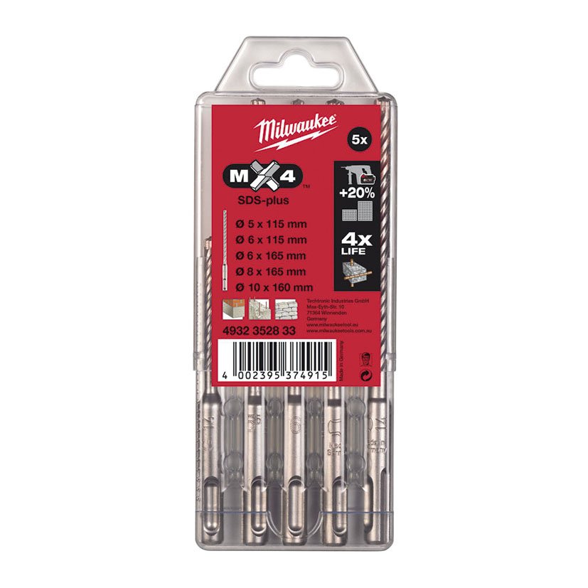 BROCA Sds-plus MX4 Juego 5 Milwaukee 6X115 Mm 8X165 Mm - Imagen 2