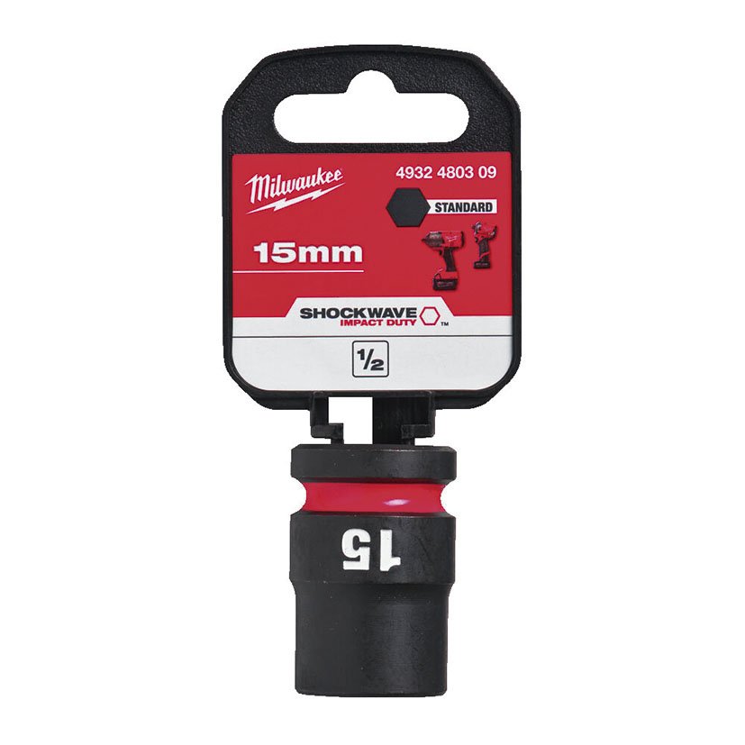 VASO Impacto 1/2" CORTO 15 MM Milwaukee 15 MM llav - Imagen 2