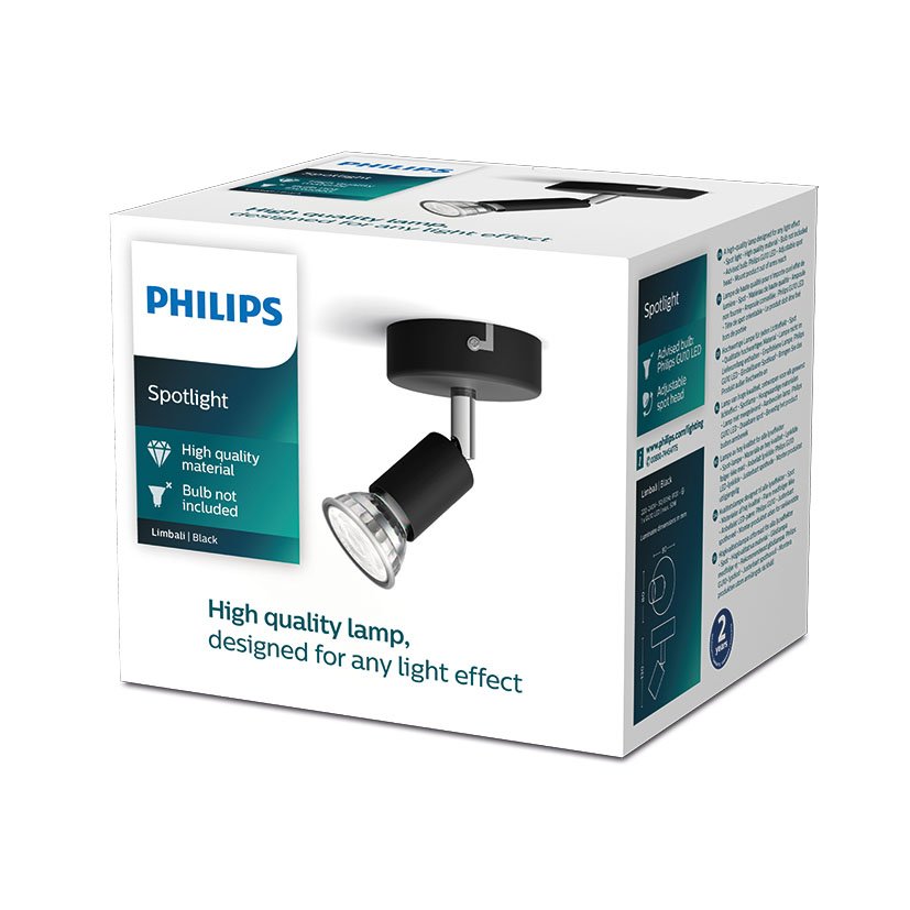Limbali Single SPOT BLACK 1X50 W 230 V Philips 230 V apliqu plafon - Imagen 2