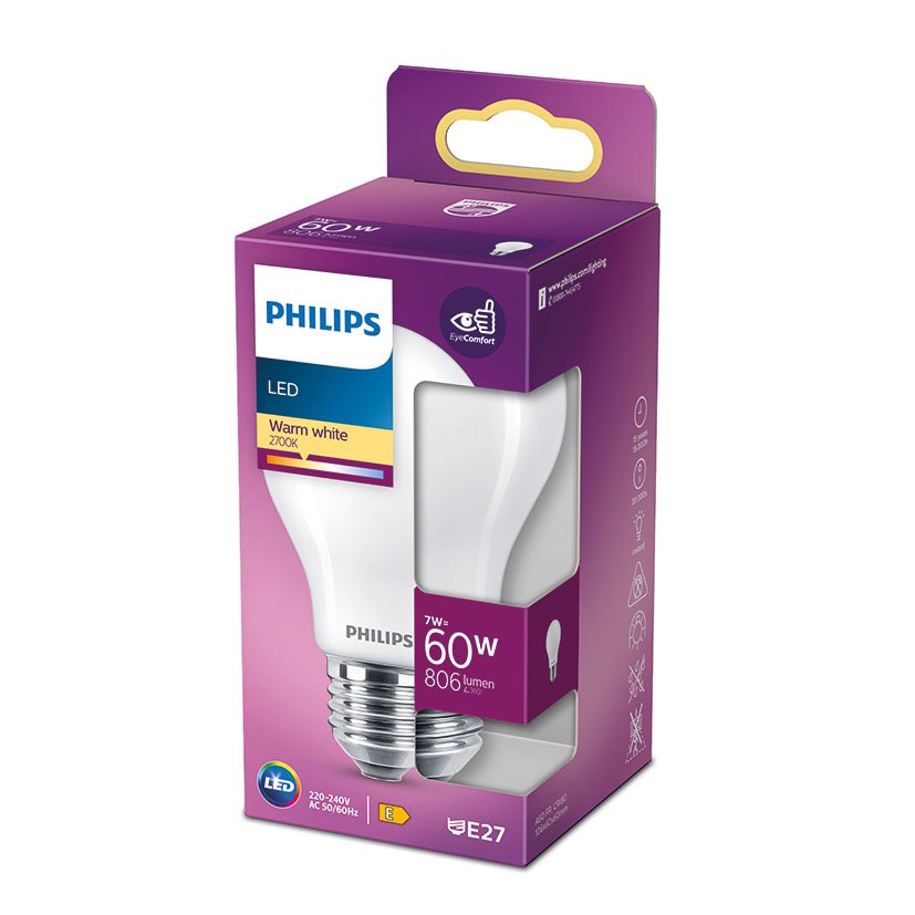 Lampara Standard LED 7 W E27 2700K Philips 7 W 60X106 Mm bombilla - Imagen 2