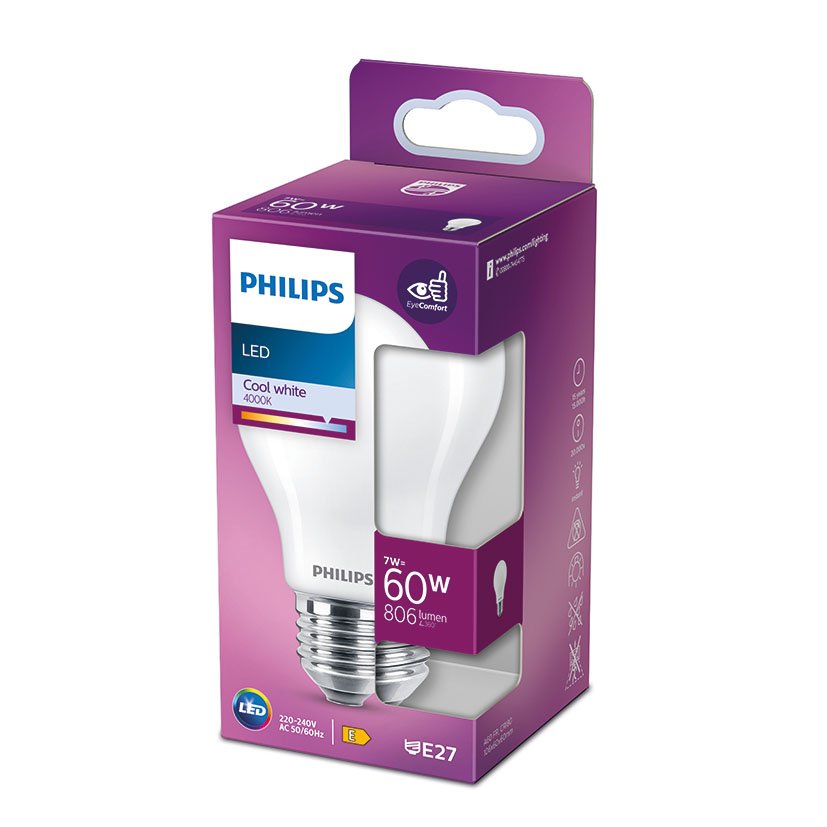 Lampara Standard LED 7 W E27 4000K Philips 7 W 60X106 Mm bombilla - Imagen 2