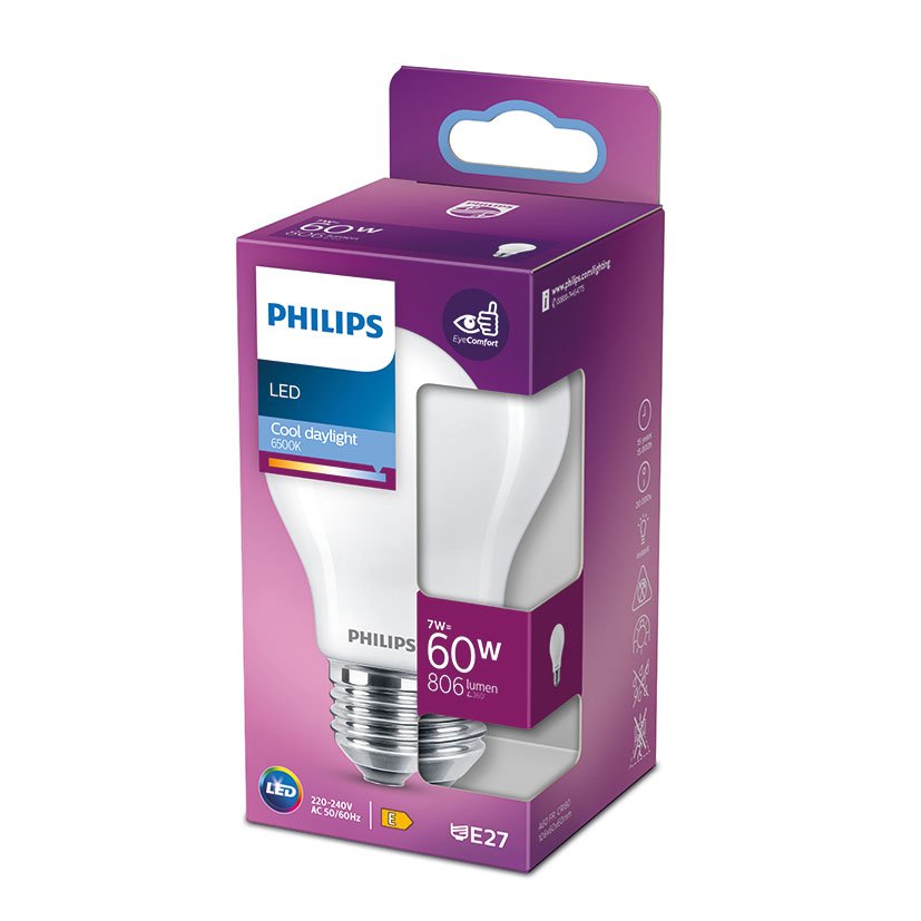 Lampara Standard LED 7 W E27 6500K Philips 7 W 60X106 Mm bombilla - Imagen 2