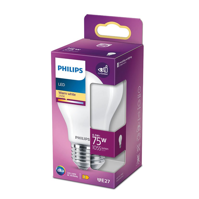 Lampara Standard LED 8 5 W E27 2700K Philips 8.5 W 60X104 Mm bombilla - Imagen 2