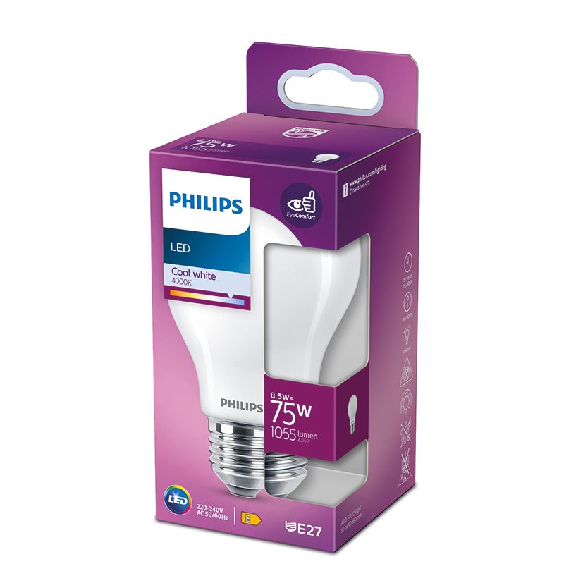 Lampara Standard LED 8 5 W E27 4000K Philips 8.5 W 60X104 Mm bombilla - Imagen 2