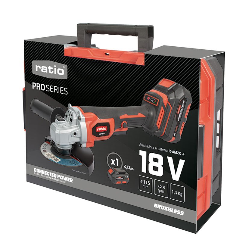 Amoladora Brushl RAM20-4 1 BAT 4 0A Ø115 RATIO Proseries 4.0A 115 Mm 18 V - Imagen 6