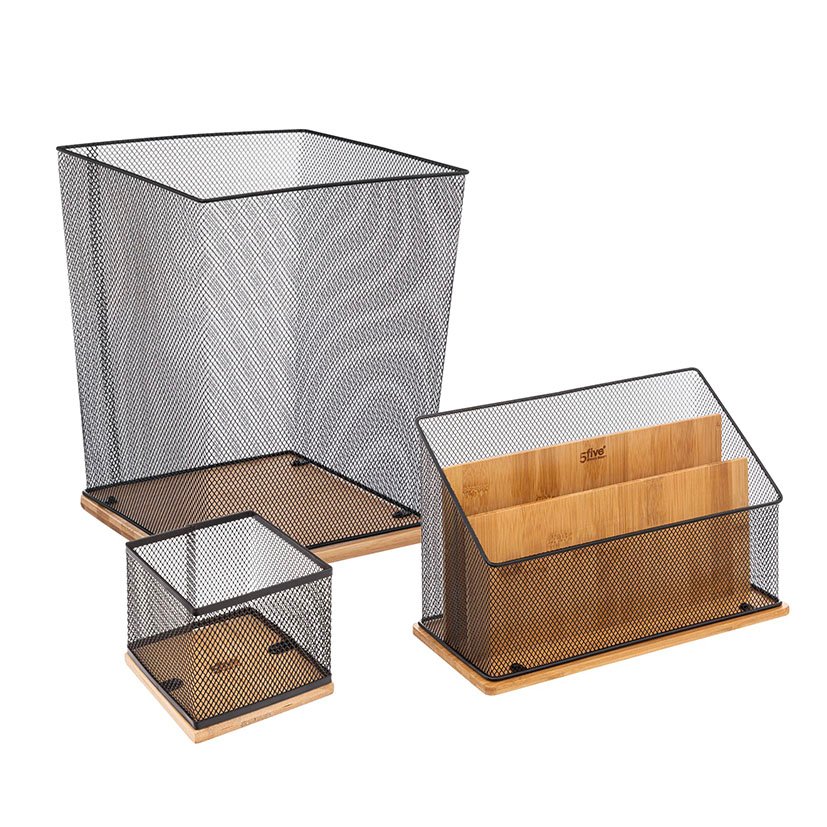 Organizador Oficina Metal/bambu HAVI 29X14X20 Cm material - Imagen 2