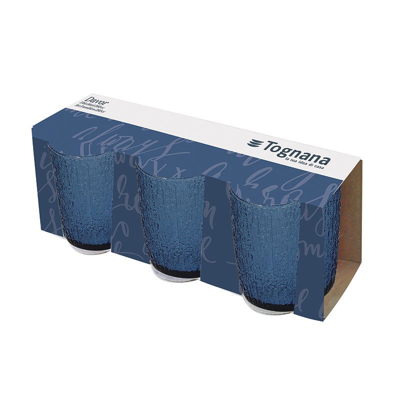 JUEGO 3 VASOS DAVOR AZUL Tognana cristalería mesa - Imagen 3