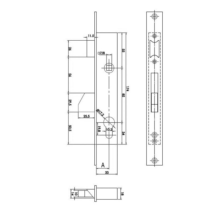 Cerradura EMBUT Nº2216 ENT 30 MM TESA Tesaassaabloy Inox - Imagen 2
