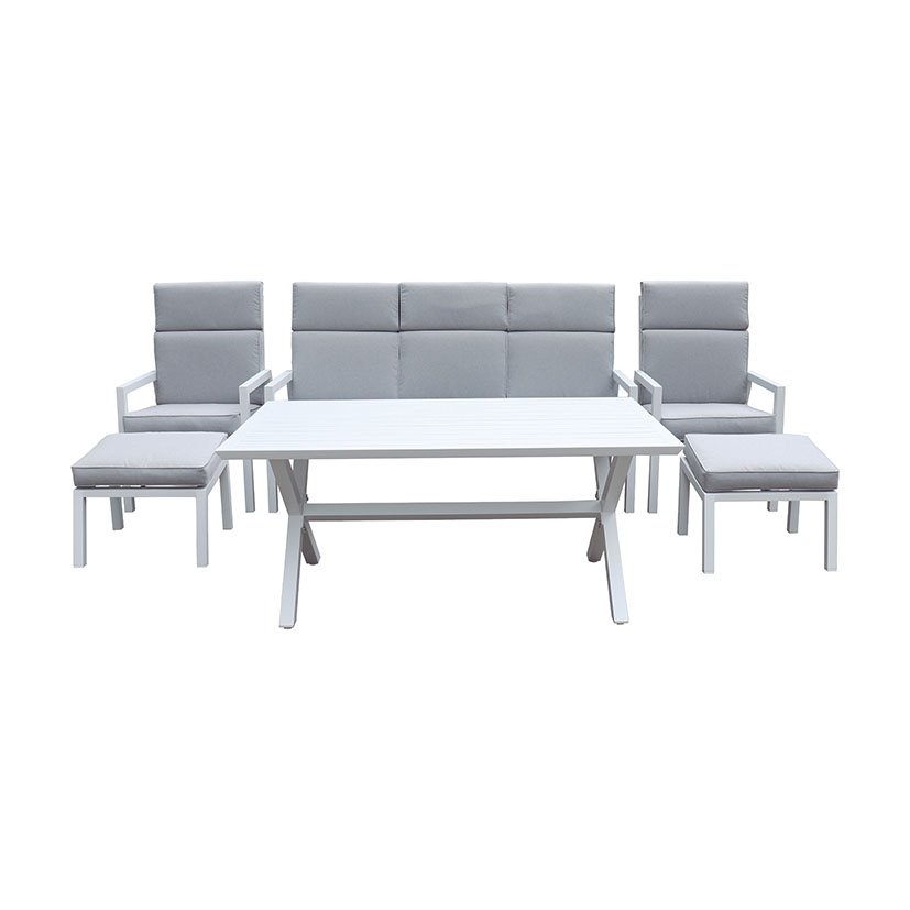 CONJ ALUM SOFA+2 SILL+2 Pufs+mesa ALTA 176X68 6X101 Cm mueble metal - Imagen 3