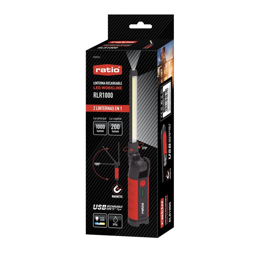 Linterna LED COB 1000 LM Recargable RATIO - Imagen 2