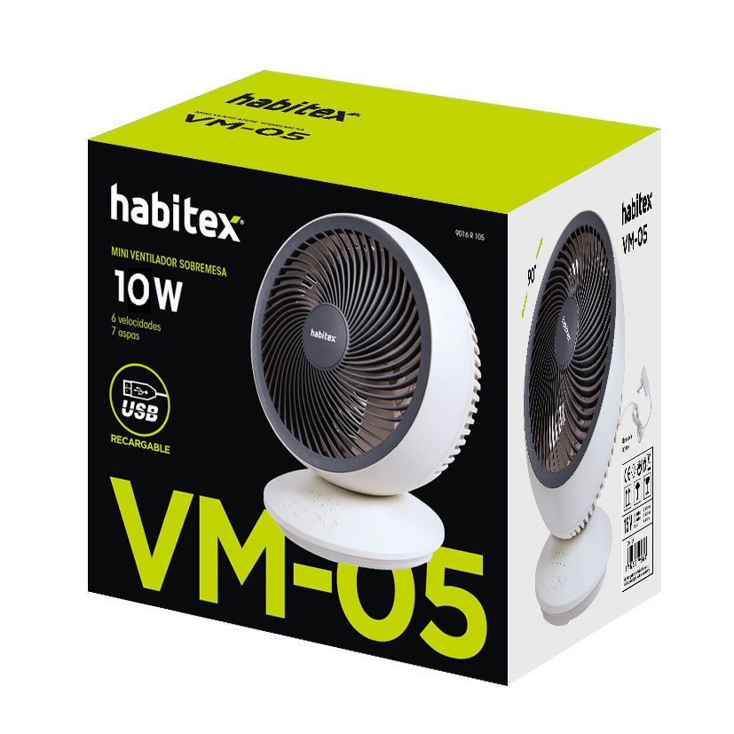 VENT MESA USB Recargable Habitex VM05 24X23X30 Cm 10 W ventilador - Imagen 3