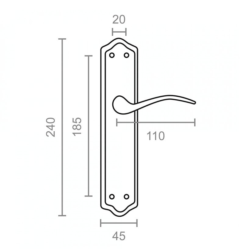 Manilla PLACA 1777 45X 240X52 MM LTD JGO2 Micel 45X240X52 MM 45X240 Mm puerta ventana - Imagen 2