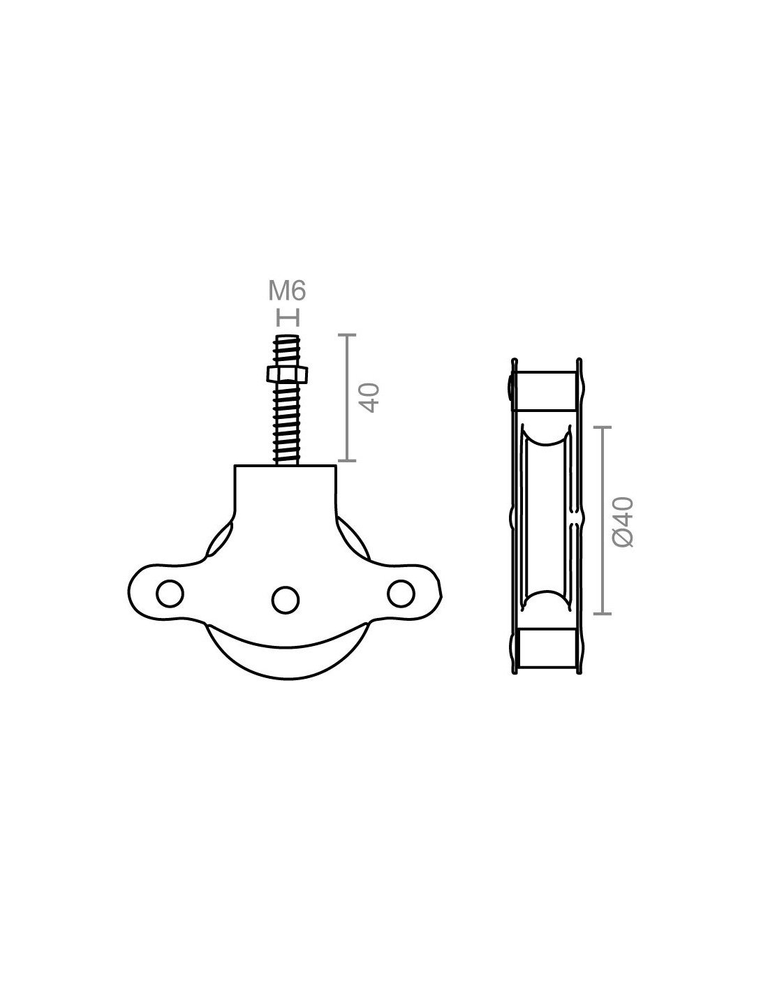 POLEA Tender RUEDA Plastico 40 MM Zincado Micel 40 MM cuerda - Imagen 2