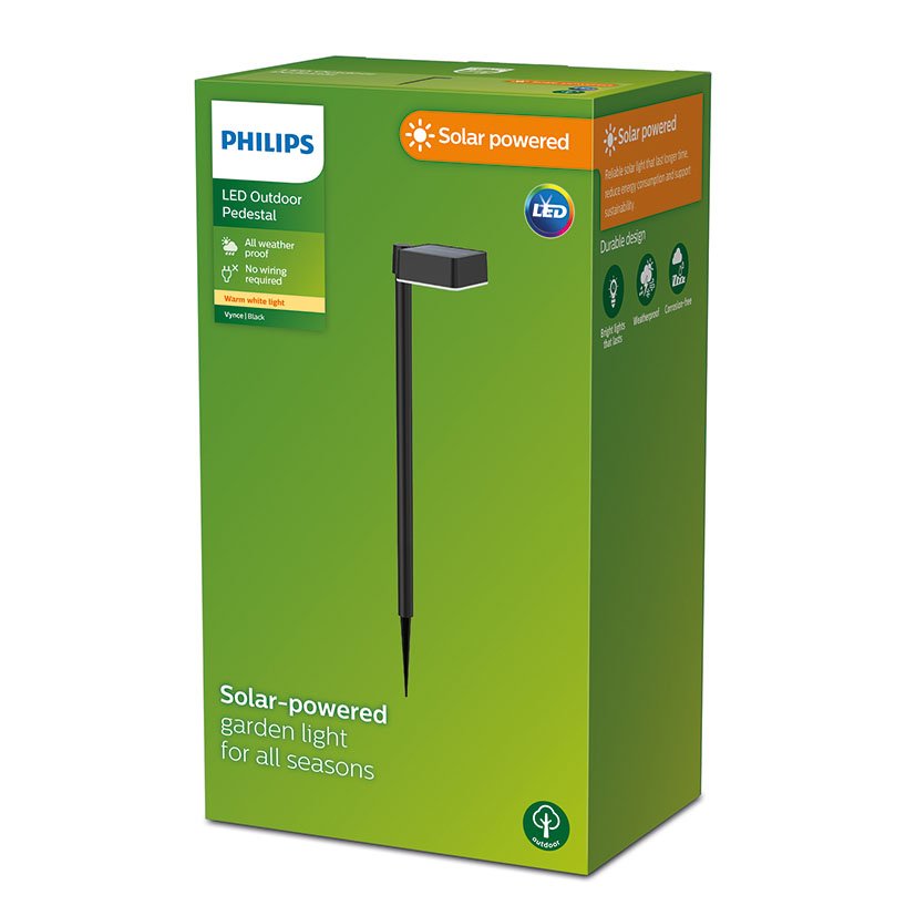 FOCO SOLAR Philips 2700K 1,5 W IP44 NEGRO 1,5 W 5X10 lámpara exterior - Imagen 2