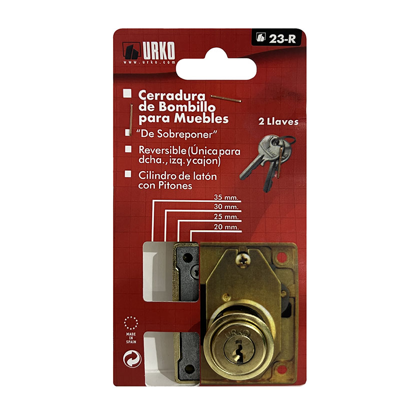 Cerradura N 23R DE 30 MM Latonada Urko 19 Mm latón - Imagen 3