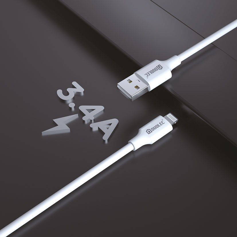 CABLE Lightning-usb 3A 1M Blanco Duolec multimedia - Imagen 2