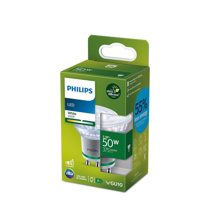 U Efficient LED SPOT 36D 2,1WGU10 3000K Philips 50X54 Mm 50 W bombilla - Imagen 2