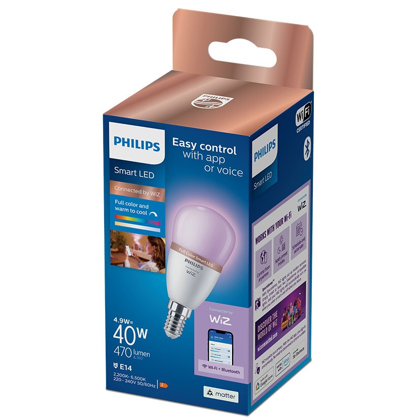 LED Esferica 40 W E14 2200K-6500K+RGB Philips 40 W 45X101 Mm bombilla - Imagen 3